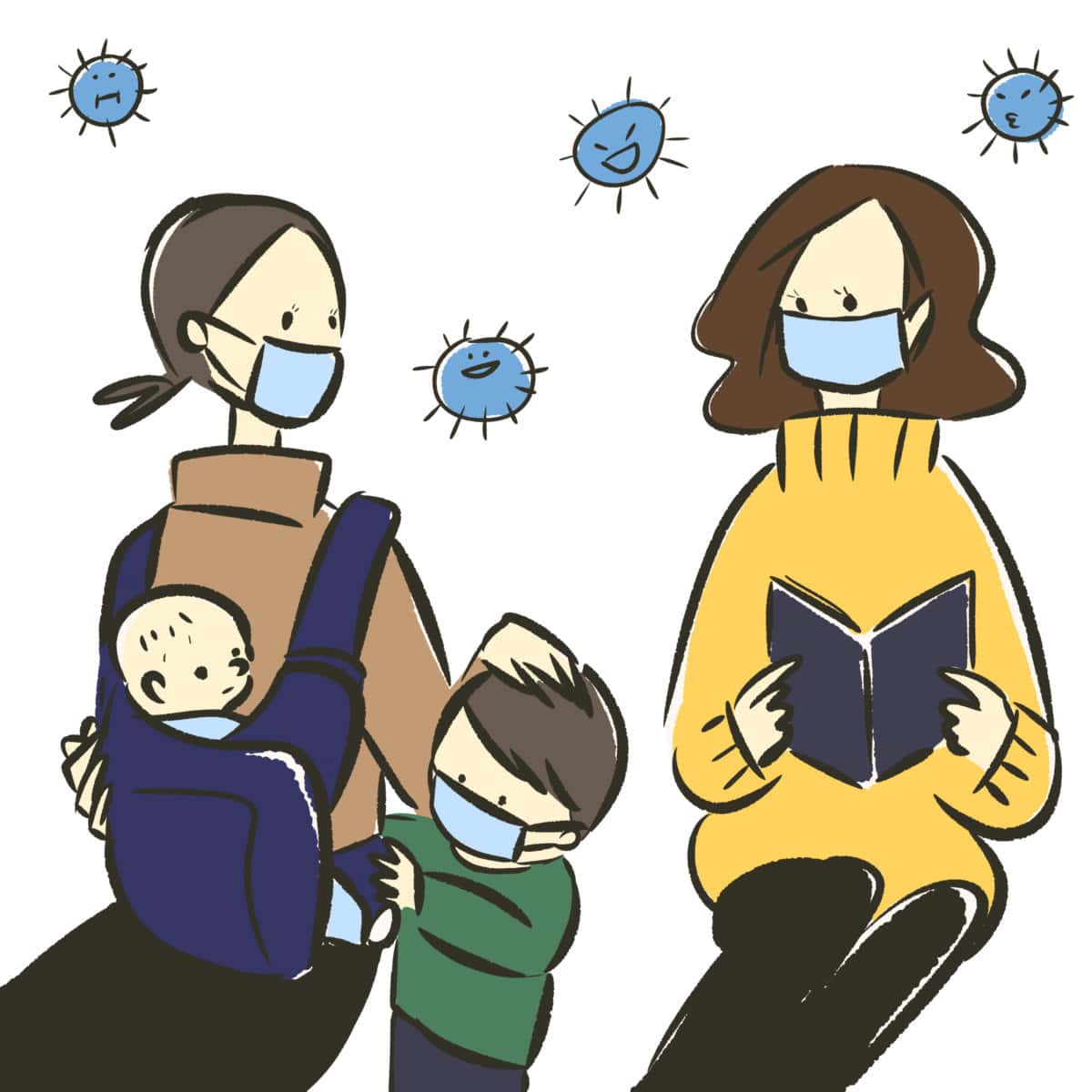 Mutter und Kind im Wartezimmer